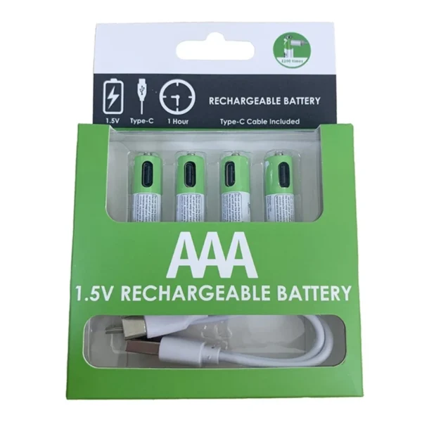 بطارية USB AAA قابلة لإعادة الشحن شاحن Type C 2